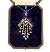 FINE HUNT & ROSKELL DIAMOND PENDANT, yellow and white metal pierced setting, primary stone measuring