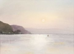 GARETH THOMAS (Welsh 1955-2019) watercolour - probably Gower coastal scene, signed, 26 x 35cms