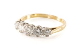 18CT FIVE-STONE DIAMOND RING