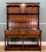 20TH C. TITCHMARSH & GOODWIN OAK DRESSER AND RACK, with lockable spice cupboard, model RL.36
