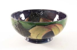 SALLY TUFFIN FOR MOORCROFT, 'Black Tulip' pattern bowl, impressed and painted marks, 16cms (diam.)