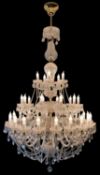 FINE BOHEMIAN / CZECH 32-LIGHT MOULDED & CUT GLASS CHANDELIER, 20th C., branches arranged in three