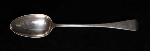 WILLIAM IV SILVER STUFFING SPOON, Charles Eley, London 1828, Old English pattern with engraved crest