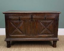 EARLY 18TH C. FRENCH JOINED WALNUT COFFER, 62 (h) x 94 (w) x 52cms (d)