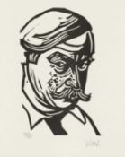 ‡ SIR KYFFIN WILLIAMS RA (Welsh 1918-2006) limited edition (55/85) linocut - self-portrait, signed