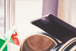 ‡ MEURIG WATKINS oil on canvas - entitled, 'The Flag', unsigned, 30.5 x 45.5cms