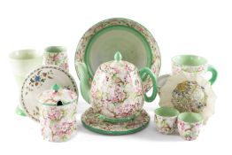 ASSORTED SHELLEY 'MAYTIME' PATTERN CHINA, comprising shaving mug, teapot, cover & stand