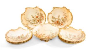 VICTORIAN ROYAL WORCESTER PART DESSERT SERVICE, in the rococo revival 'Empress' shape, comprising