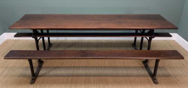 PAIR OF VICTORIAN WAKE & DEAN CAST IRON/STAINED PINE METAMORPHIC BENCHES, 78 (h) x 244 (w) x