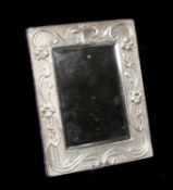 EDWARD VII SILVER ART NOUVEAU TOILET MIRROR, Chester 1902, embossed foliate and basket weave frame