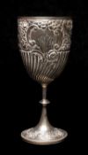 EDWARD VII SILVER GOBLET, George Nathan & Ridley Hayes, Chester 1908, circular pedestal form, fluted