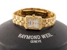 18K GOLD RAYMOND WEIL LADIES' 'PARSIFAL' BRACELET WATCH, ref. 10290, c.2004, rectangular mother-of-