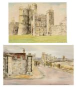 ‡ DAVID TINDLE RA (British b.1932) watercolour - Windsor Castle, 26 x 37cms; and another by the same