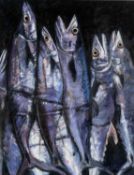 ‡ PATRICIA AITHIE (Welsh born 1957) oil and pastel - entitled verso, 'Kingfish, Arabia', signed
