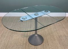 CONTEMPORARY DESIGNER STEEL & GLASS TABLE BY RONALD SCHMITT, made in Germany, model K 107/E