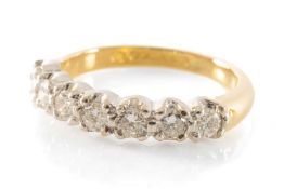 18CT 7-STONE DIAMOND HALF-HOOP ETERNITY RING, diamonds approx. 0.7cts, gross wt. 3.2g