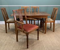 PETER 'PINKY' DAYNES DOLPHIN MAN WALNUT EXPANDING TABLE & CHAIRS, ex-Mouseman craftsman