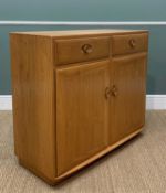 LATE 90'S ERCOL WINDSOR 2 DOOR HIGH SIDEBOARD 2072, one drawer with cutlery tidy, natural finish