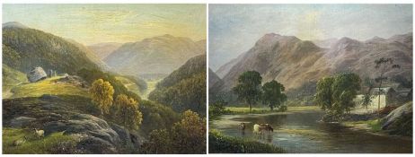 GEORGE ALEXANDER (1832-1913) pair oil on canvas - 'Borrowdale, Cumberland' of sheep grazing