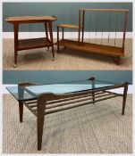 SELECTION OF MID-CENTURY FURNITURE comprising teak and glass coffee table, probably G Plan