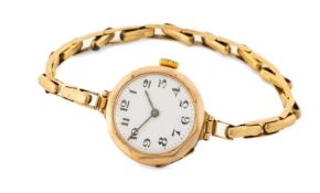 9CT GOLD LADIES' WRISTWATCH on 9ct gold expanding bracelet, 13.0gms