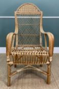 VINTAGE RATTAN ARMCHAIR, 119 (h) x 60cms (w)