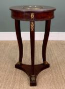 EMPIRE STYLE MAHOGANY AND ORMOLU WORKTABLE, swivel top revealing compartmentalised interior