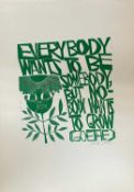 ‡ PAUL PETER PIECH (American, lived / worked Wales 1920-1996) woodcut print - quote from German poet