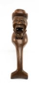 CONTINENTAL TREEN NOVELTY NUTCRACKER, as a gentleman wearing brimmed hat, 21.5cms (h)