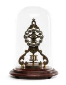 GUSTAV BECKER 400-DAY GILT BRASS TORSION SKELETON CLOCK, c. 1925, 3 1/3in. silvered chapter ring