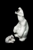 ROYAL COPENHAGEN LARGE ROARING POLAR BEAR FIGURINE, model 502 by Carl Frederik Liisberg