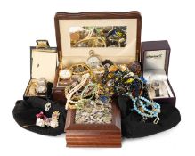 ASSORTED COSTUME JEWELLERY & DRESSING TABLE ACCESSORIES, including Jewellery boxes, Ingersoll