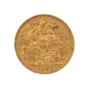 VICTORIAN GOLD SOVEREIGN, 1893, veiled head, 7.9gms