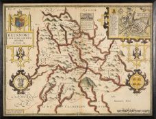 JOHN SPEED (1552-1629) hand coloured antiquarian engraved map of Breknoke, circa 1610