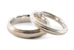 TWO SIMILAR 18CT WHITE GOLD WEDDING BANDS, 16.0gms gross (2)