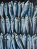 ‡ PATRICIA AITHIE (Welsh born 1957) oil and pastel - entitled verso, 'Fish, Java, Indonesia'