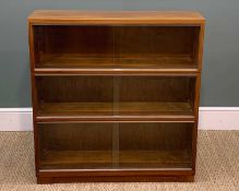 MID-CENTURY MINTY TEAK BOOKCASE, sliding glass doors, 95 (h) x 89 (w) x 23cms (d)