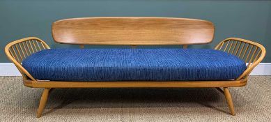 MID-CENTURY ERCOL STUDIO COUCH 355, natural finish, 205cms wide across the arms