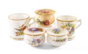 ASSORTED ROYAL WORCESTER CHINA MINIATURES, including flower painted tankard & loving cup