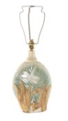 BERNARD ROOKE STONEWARE TABLE LAMP, decorated with insect and flowers
