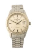 ULYSSE NARDIN STAINLESS STEEL BRACELET WATCH, c. 1960s, automatic movement, fluted bezel