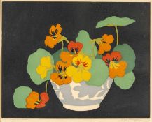 JOHN HALL THORPE (Australian, 1874-1947) woodcut - Nasturtiums, signed and titled in pencil