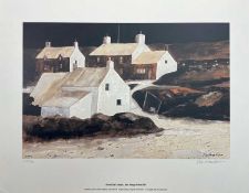 ‡ JOHN KNAPP-FISHER (1931-2015) limited edition (408/500) print - entitled 'Abereiddy Cottages'