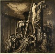 FRANK BRANGWYN (1867-1956) etching - crucifixion scene, signed in pencil