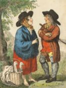 CRUIKSHANK AFTER WOODWARD coloured etching - 'Full Length Figures of Welch Peasants'