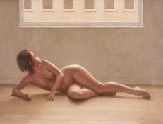 ‡ HARRY HOLLAND (b.1941) oil on panel - entitled verso, 'Bay'