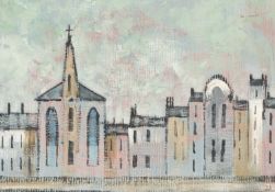 ‡ JACK JONES (1922 - 1993) small oil on board - entitled verso 'Swansea Docks'