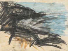 ‡ PETER PRENDERGAST (1946-2007) mixed media on paper - entitled verso 'Barton Cliffs, Blue Sky'