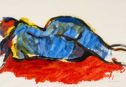 ‡ VIVIENNE WILLIAMS (b.1955) acrylic on paper - entitled verso, 'Lying'