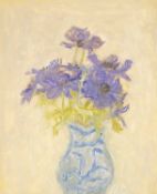 ‡ MICHAEL CROWTHER (b.1946) oil on panel - entitled verso 'Flowers in Dutch Vase 2'
